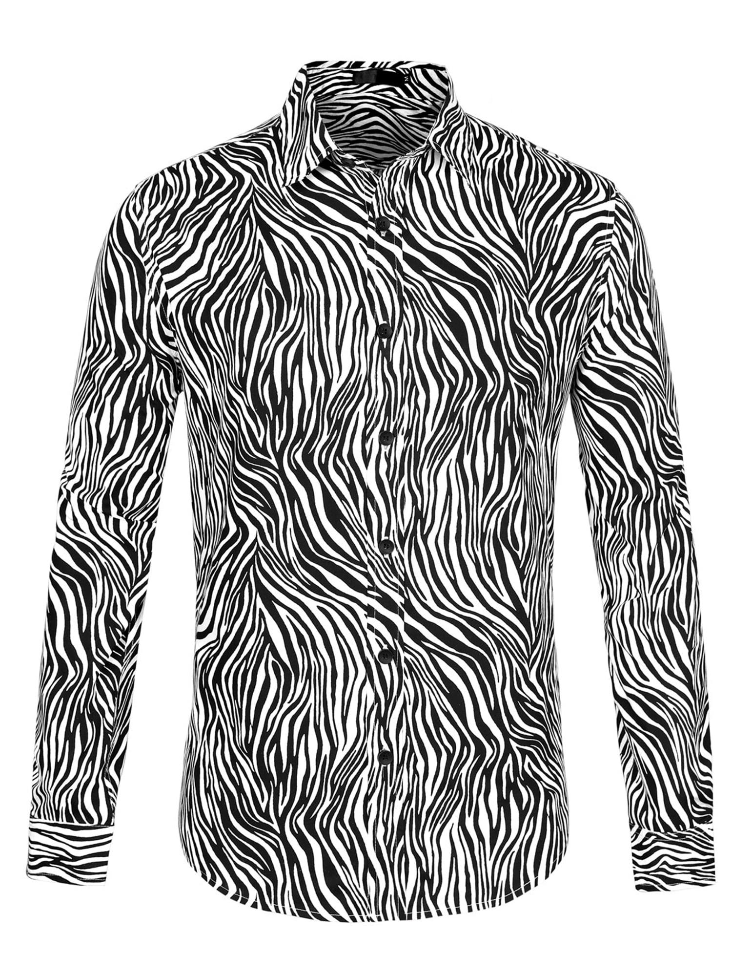 Unique Bargains Men's Long Sleeve Vintage Leopard Button Down Shirt