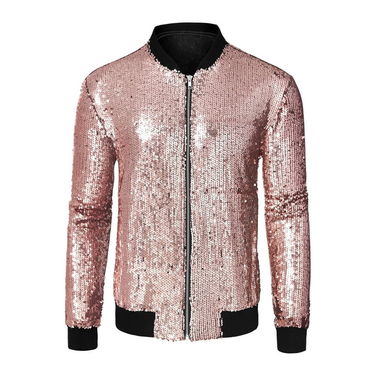 Gold Sequin Bomber Jacket