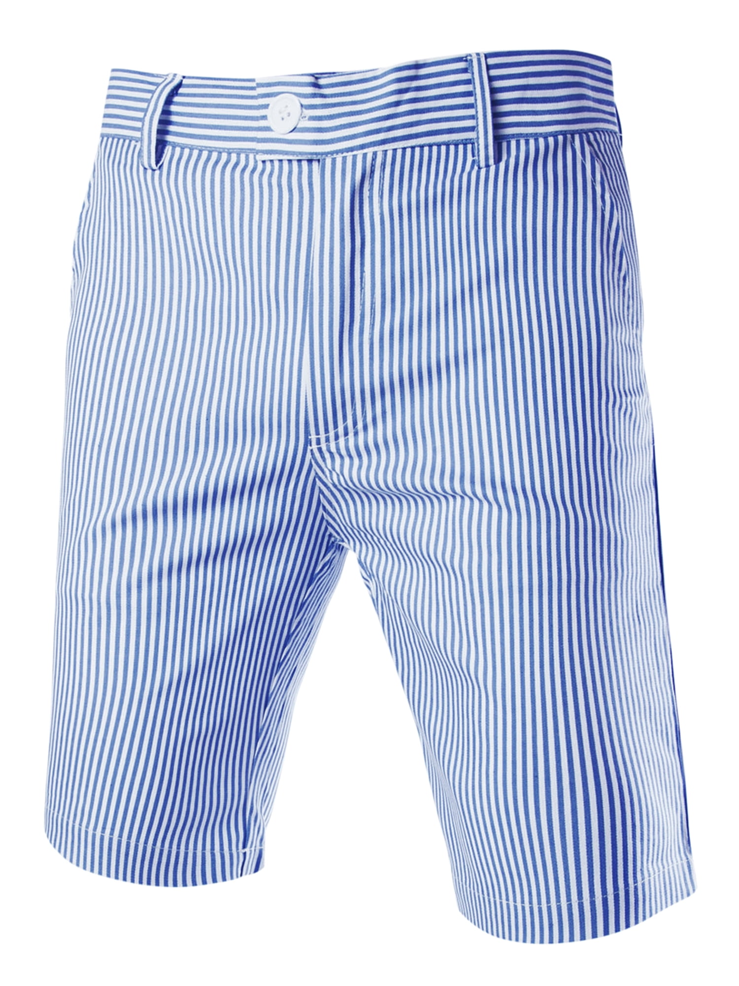Unique Bargains Men's Mid-Rise Stripe Flat Front Chino Walk Shorts
