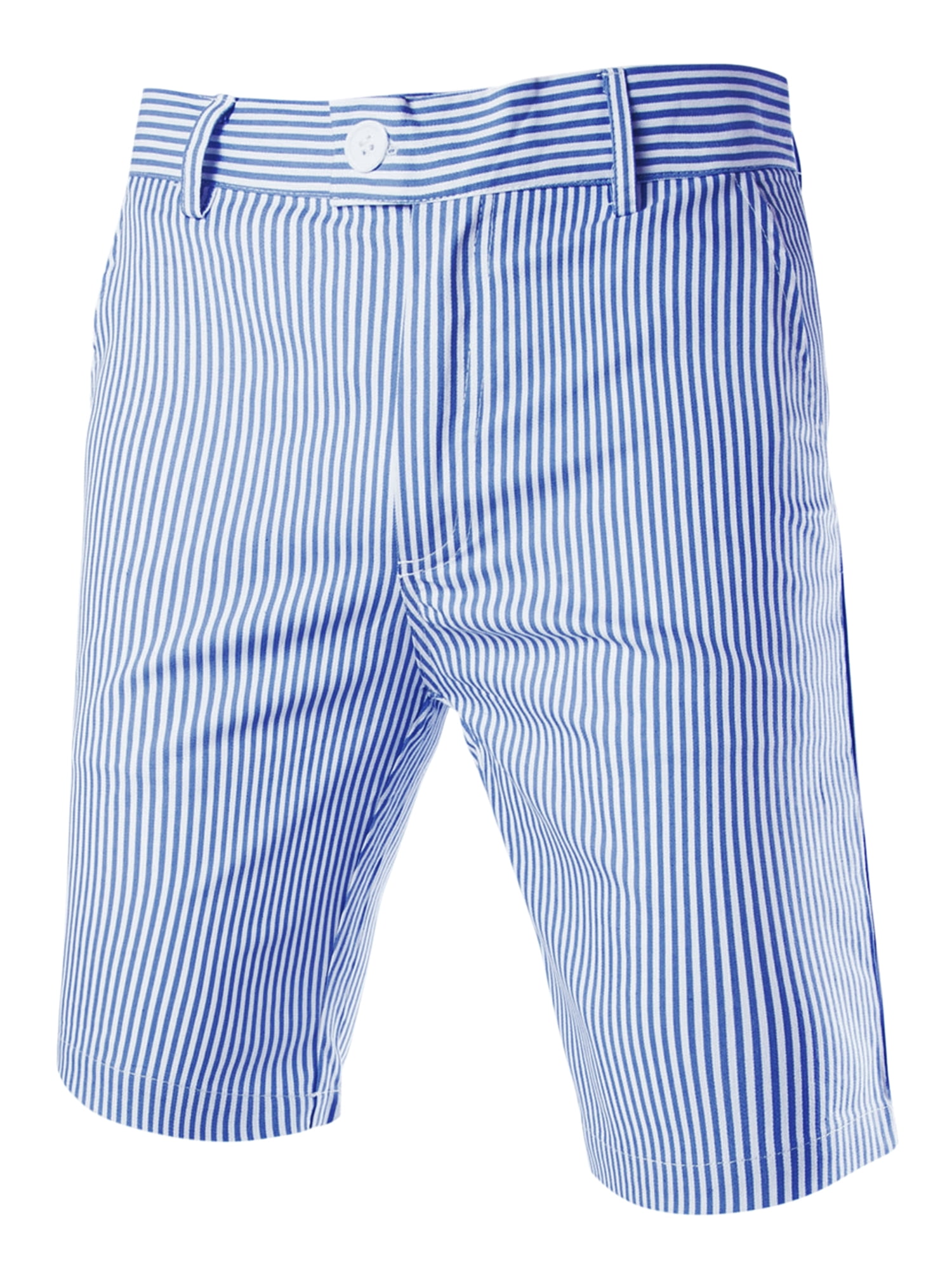 Unique Bargains Men's Mid-Rise Stripe Flat Front Chino Walk Shorts