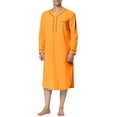 thumbnail image 1 of Unique Bargains Men's Nightshirt Cotton Sleep Shirt Long Sleeve Nightgown Sleepwear 2XL Orange, 1 of 5
