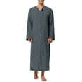 thumbnail image 1 of Unique Bargains Men's Nightshirt Cotton Sleep Shirt Side Split Long Nightgown 2XL Gray, 1 of 5