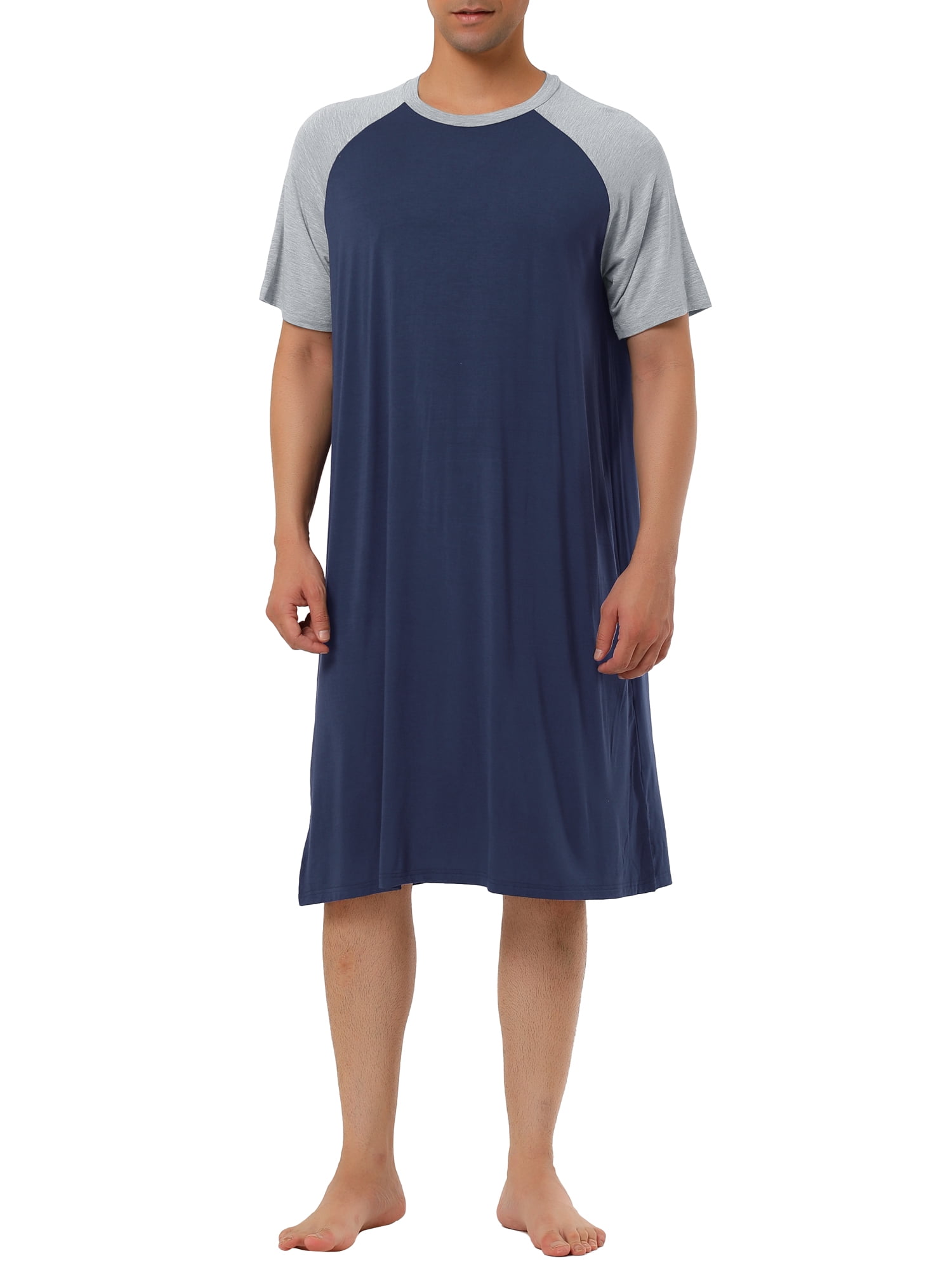 Unique Bargains Men's Nightshirt Raglan Sleeves Lounge Nightgown