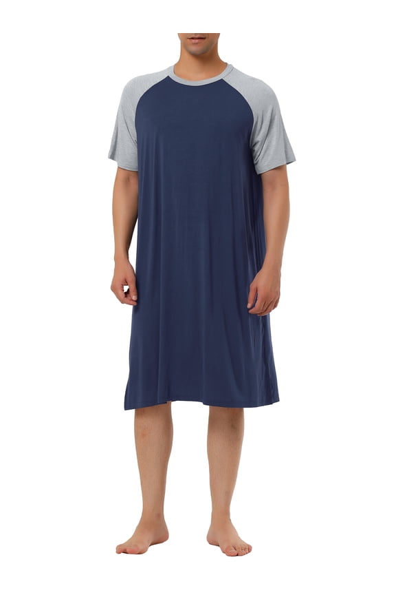 Men's Nightshirt Raglan Sleeves Lounge Nightgown