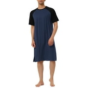 Unique Bargains Men's Nightshirt Raglan Sleeves Lounge Nightgown