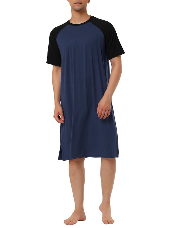 Men's Nightshirt Raglan Sleeves Lounge Nightgown