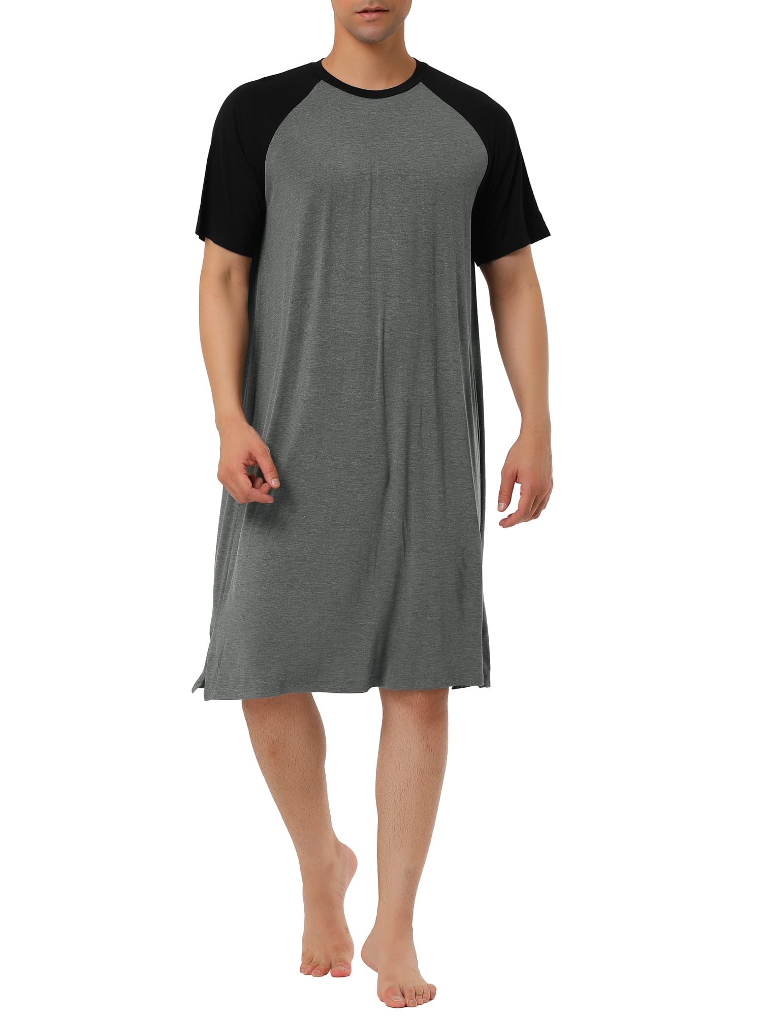 Unique Bargains Men's Nightshirt Raglan Sleeves Lounge Nightgown