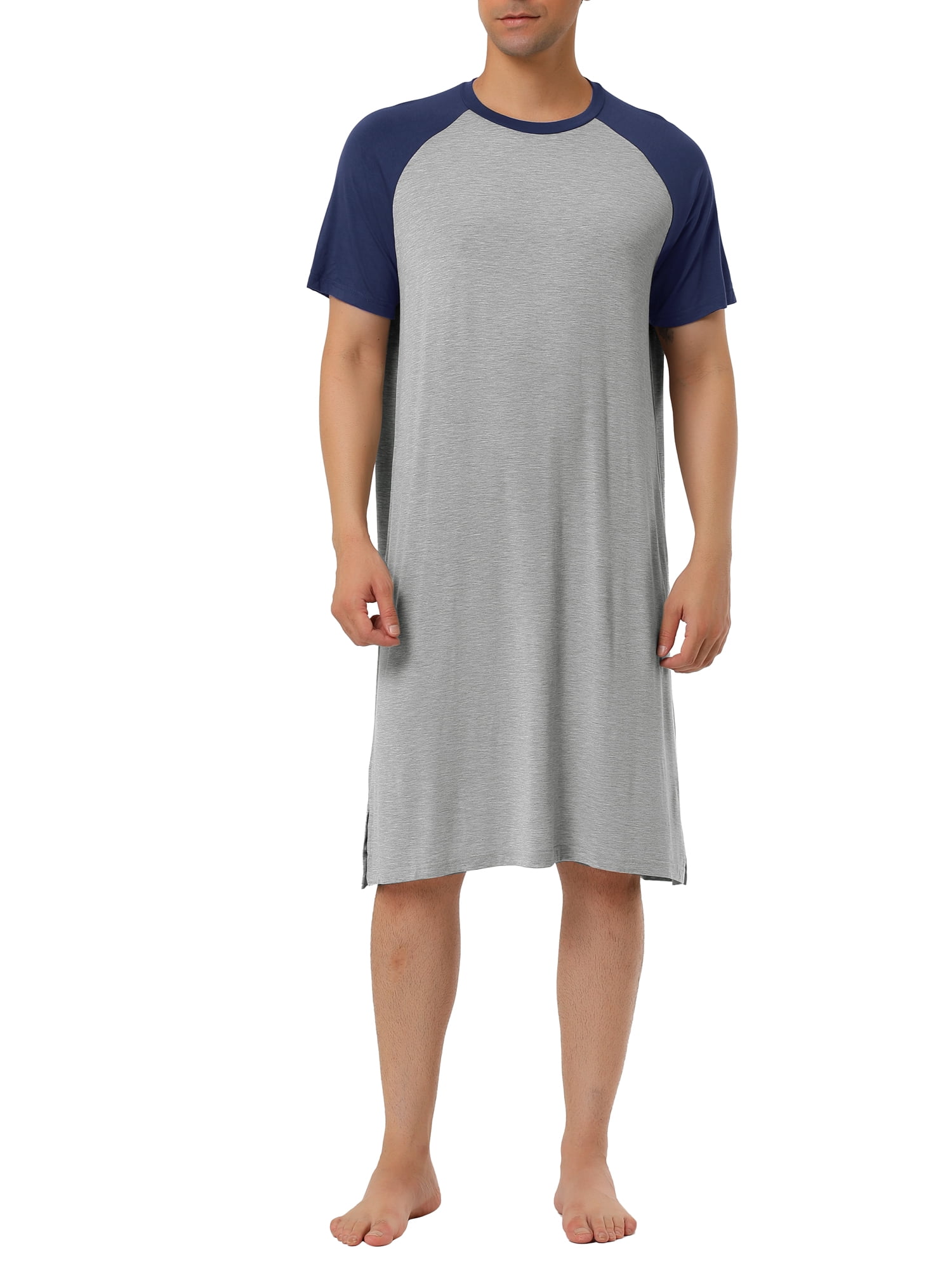 Unique Bargains Men's Nightshirt Raglan Sleeves Lounge Nightgown