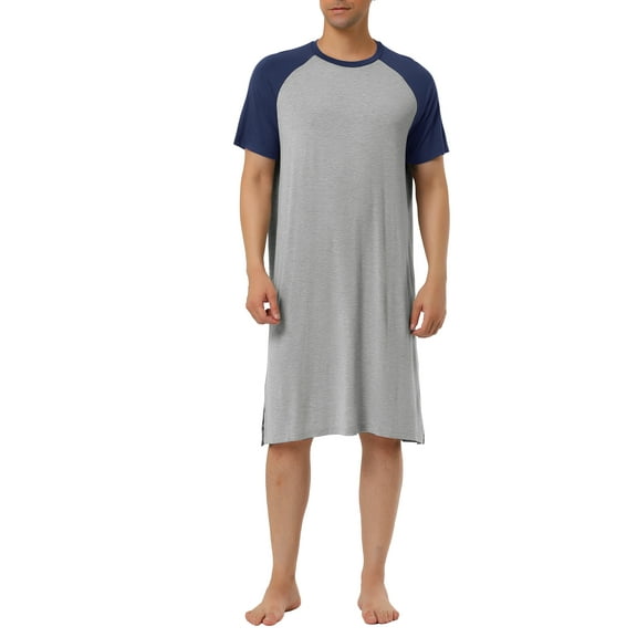 Unique Bargains Men's Nightshirt Raglan Sleeves Lounge Nightgown
