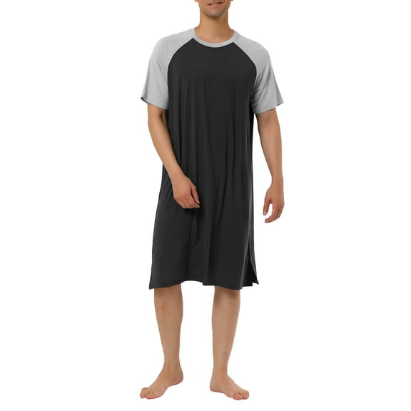 Unique Bargains Men's Nightshirt Raglan Sleeves Lounge Nightgown