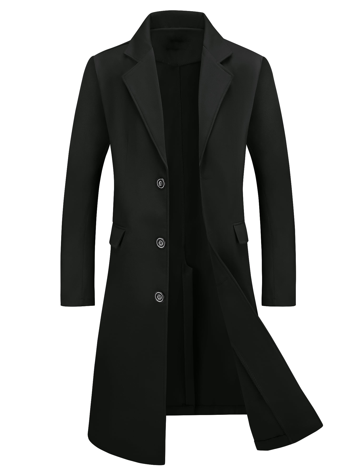 Unique Bargains Men's Overcoat Single Breasted Notched Lapel Long