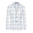 thumbnail image 1 of Unique Bargains Men's Plaid Contrasting Color Notch Lapel Two Button Blazer M White, 1 of 6