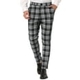 thumbnail image 1 of Unique Bargains Men's Plaid Dress Pants Casual Slim Fit Checkered Business Trousers 30 Black, 1 of 6