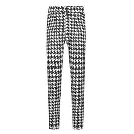 Unique Bargains Men's Houndstooth Pants Classic Straight Leg Unique Bargains Men's Houndstooth Pants Classic Straight Leg