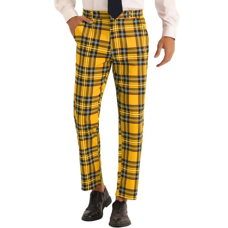 Grey and yellow plaid pants hot sale