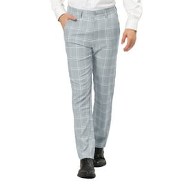 Unique Bargains Men s Slim Fit Plaid Business Pants Trousers with Pockets 30 Black Walmart