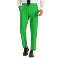 thumbnail image 1 of Unique Bargains Men's Plaid Pants Slim Fit Business Checked Printed Dress Trousers 34 Green, 1 of 6