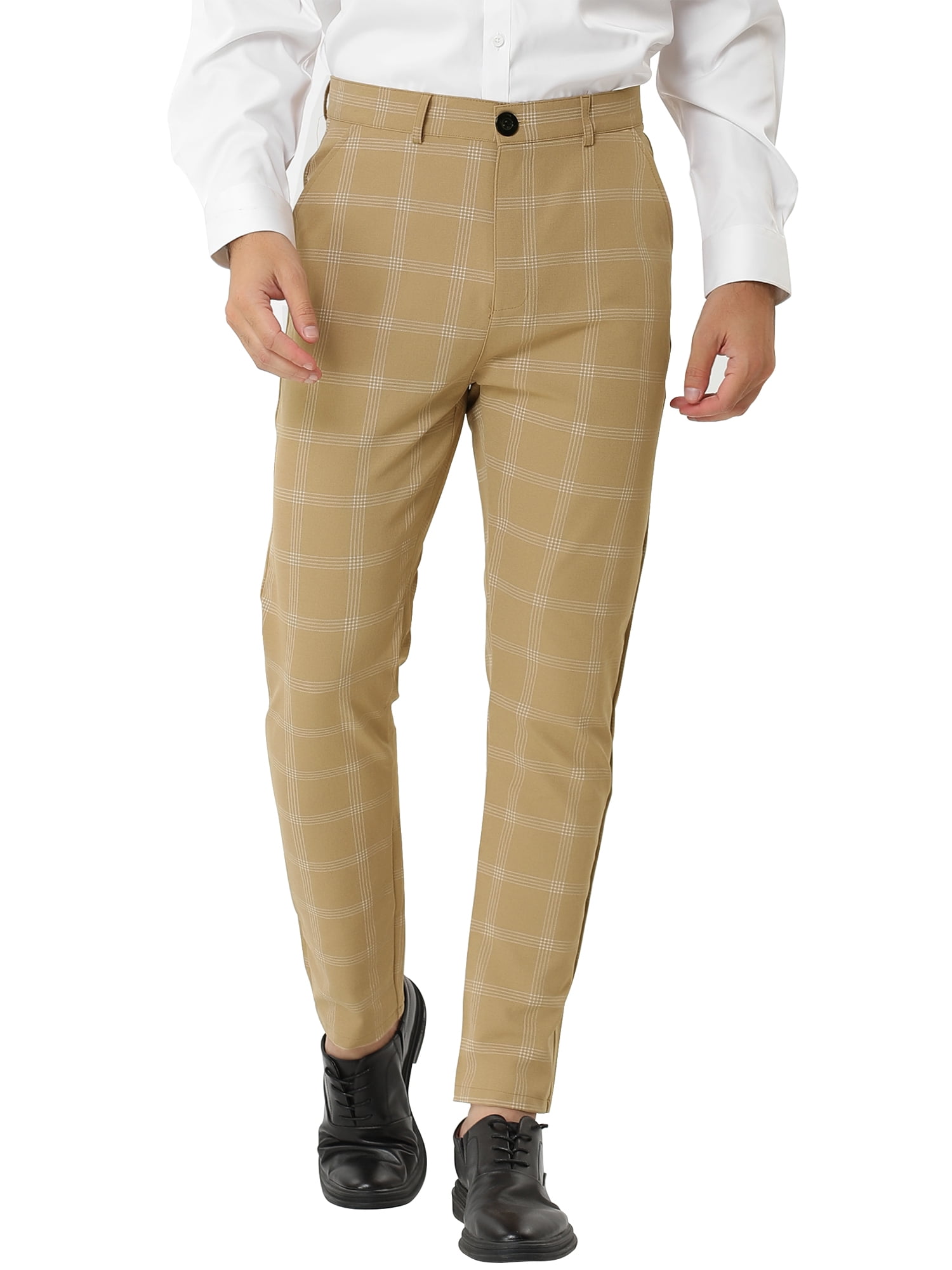 Bargains men's Plaid Pattern Slim Fit Business Pants