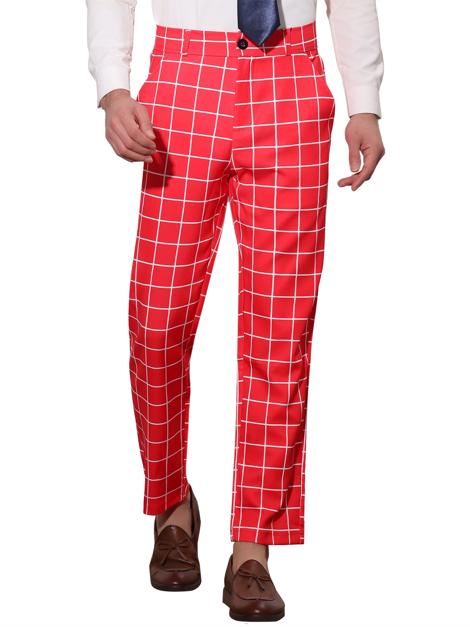 strapless open back dress Two-Pocket Dress Pant | Bootcut (Burgundy Plaid) main image 0