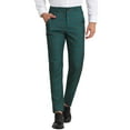 thumbnail image 1 of Unique Bargains Men's Plaid Printed Straight Leg Business Casual Checked Pants 38 Dark Green, 1 of 6