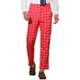 thumbnail image 1 of Unique Bargains Men's Plaid Printed Straight Leg Business Casual Checked Pants 38 Red White, 1 of 6