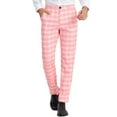 thumbnail image 1 of Unique Bargains Men's Plaid Regular Fit Flat Front Classic Elastic Waist Suit Pants 36 Pink, 1 of 6