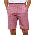 thumbnail image 1 of Unique Bargains Men's Plaid Shorts Straight Fit Comfort Flat Front Checked Shorts 36 Pink, 1 of 6