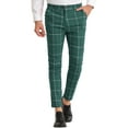 thumbnail image 1 of Unique Bargains Men's Plaid Slim Fit Flat Front Business Checked Trousers 32 Green, 1 of 6