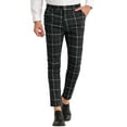 thumbnail image 1 of Unique Bargains Men's Plaid Slim Fit Flat Front Business Checked Trousers 36 Black, 1 of 6