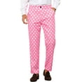 thumbnail image 1 of Unique Bargains Men's Polka Dots Dress Pants Regular Fit Flat Front Printed Trousers 28 Pink, 1 of 6