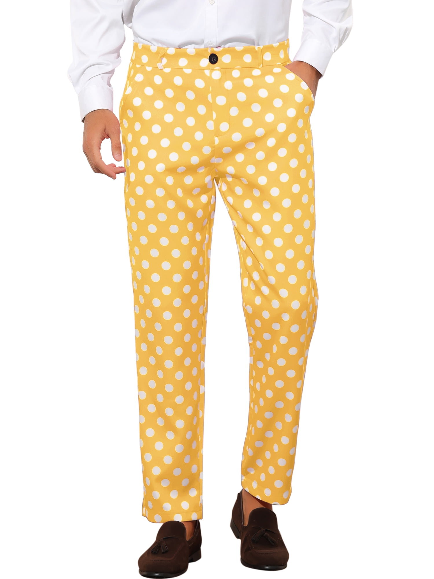 Unique Bargains Men's Polka Dots Dress Pants Regular Fit