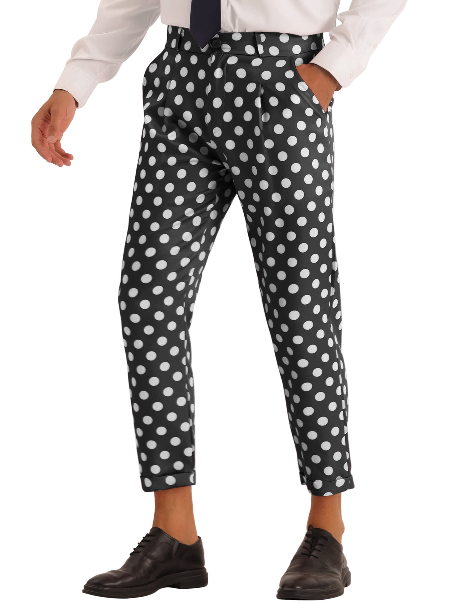 Unique Bargains Men's Polka Dots Dress Pants Regular Fit Unique Bargains Men's Polka Dots Dress Pants Regular Fit