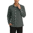 thumbnail image 1 of Unique Bargains Men's Polka Dots Print Dress Shirt Long Sleeves Casual Shirts M Black, 1 of 6