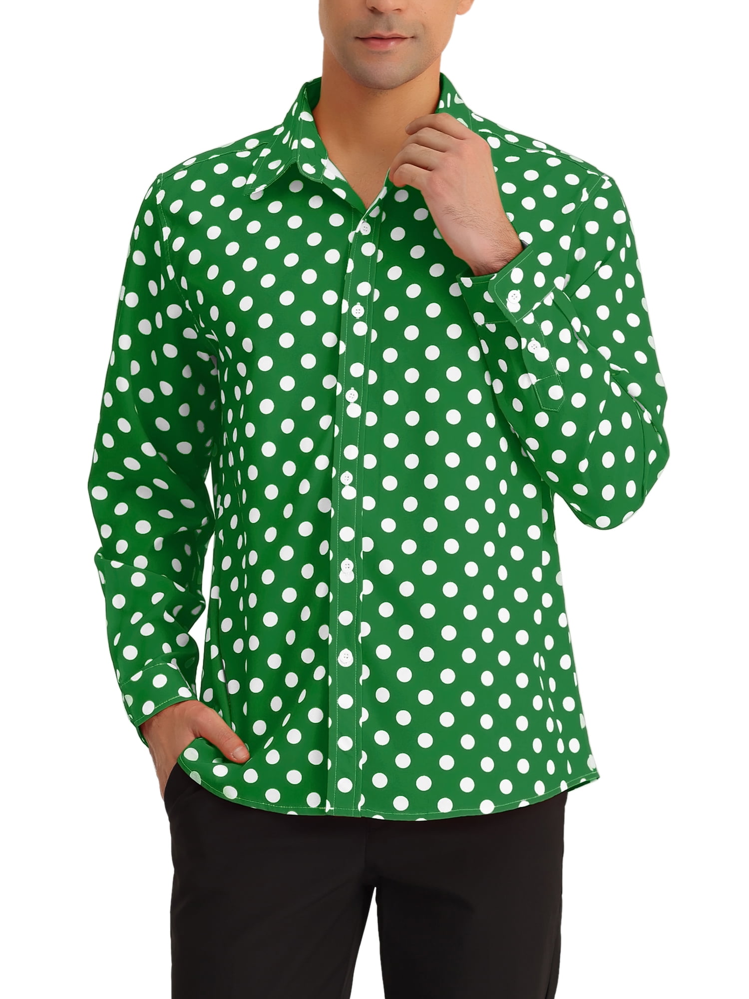 Bargains men's Polka Dots Dress Shirt - Long Sleeve Casual Shirt -  Walmart.com