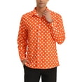 thumbnail image 1 of Unique Bargains Men's Polka Dots Print Dress Shirt Long Sleeves Casual Shirts S Orange, 1 of 6