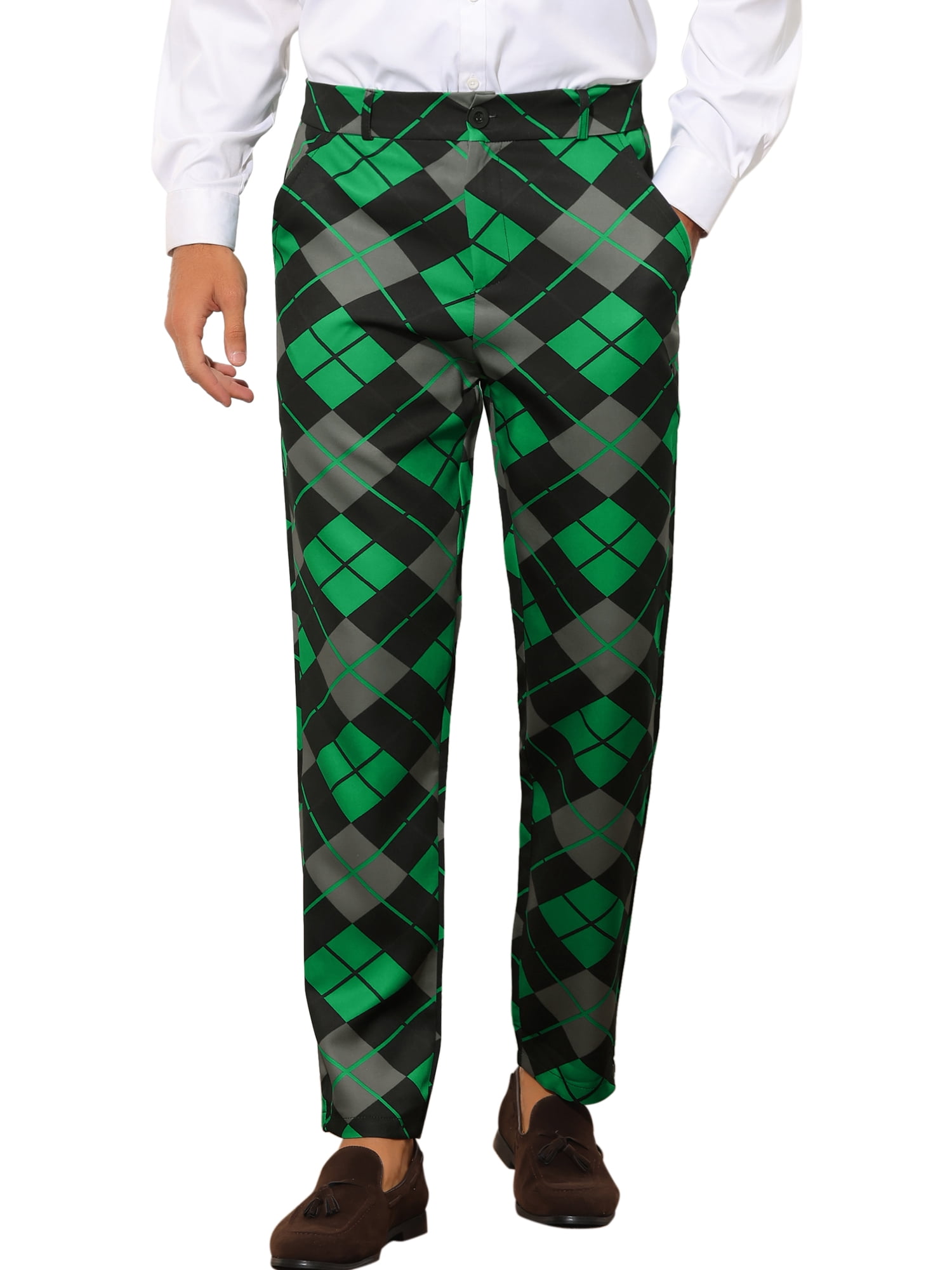 Men's Formal Casual Vintage Suit Pants Dark_Green main image 1