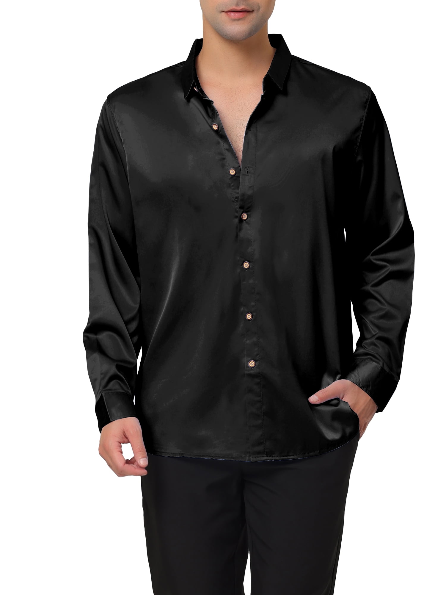 Black slim fit formal top shirt