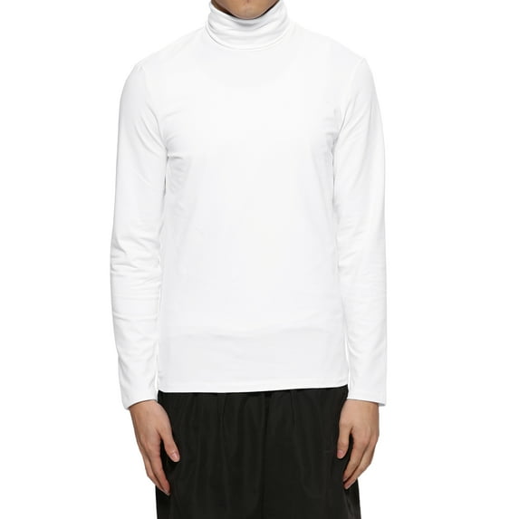 Unique Bargains Men's Pullover Lightweight Long Sleeve Top Turtleneck T-Shirt 34 White