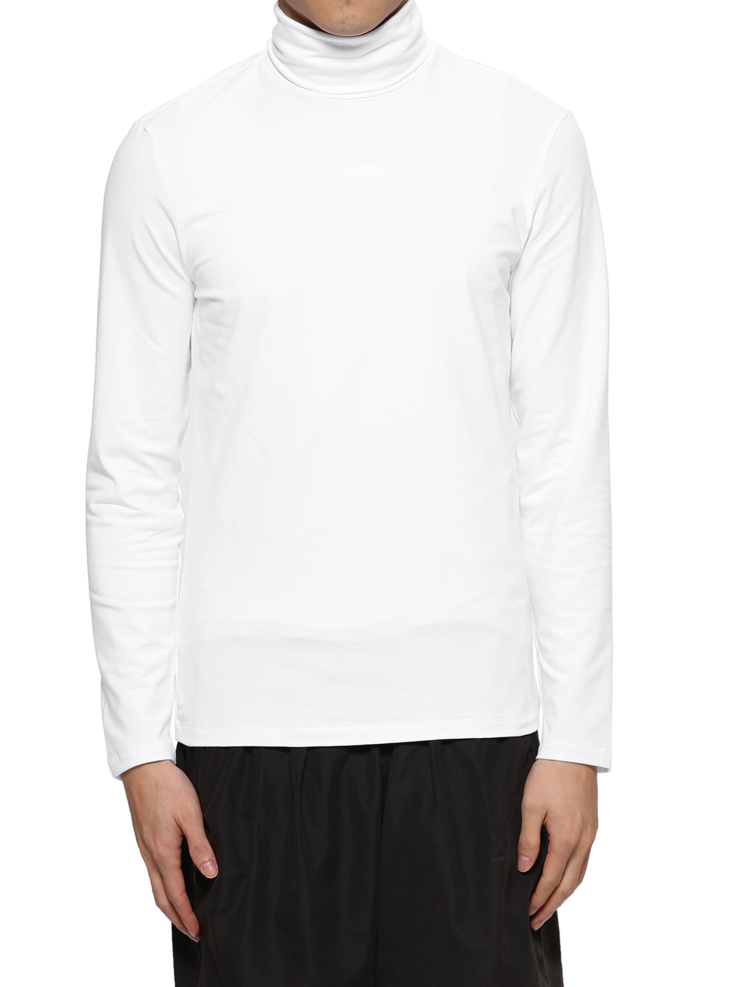 Unique Bargains Men's Pullover Lightweight Long Sleeve Top Turtleneck T-Shirt 38 White
