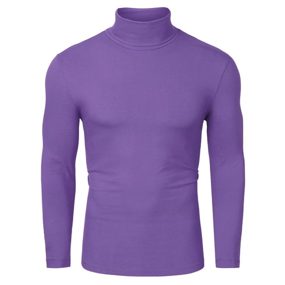 Unique Bargains Men's Pullover Lightweight Long Sleeve Top Turtleneck T-Shirt 42 Purple