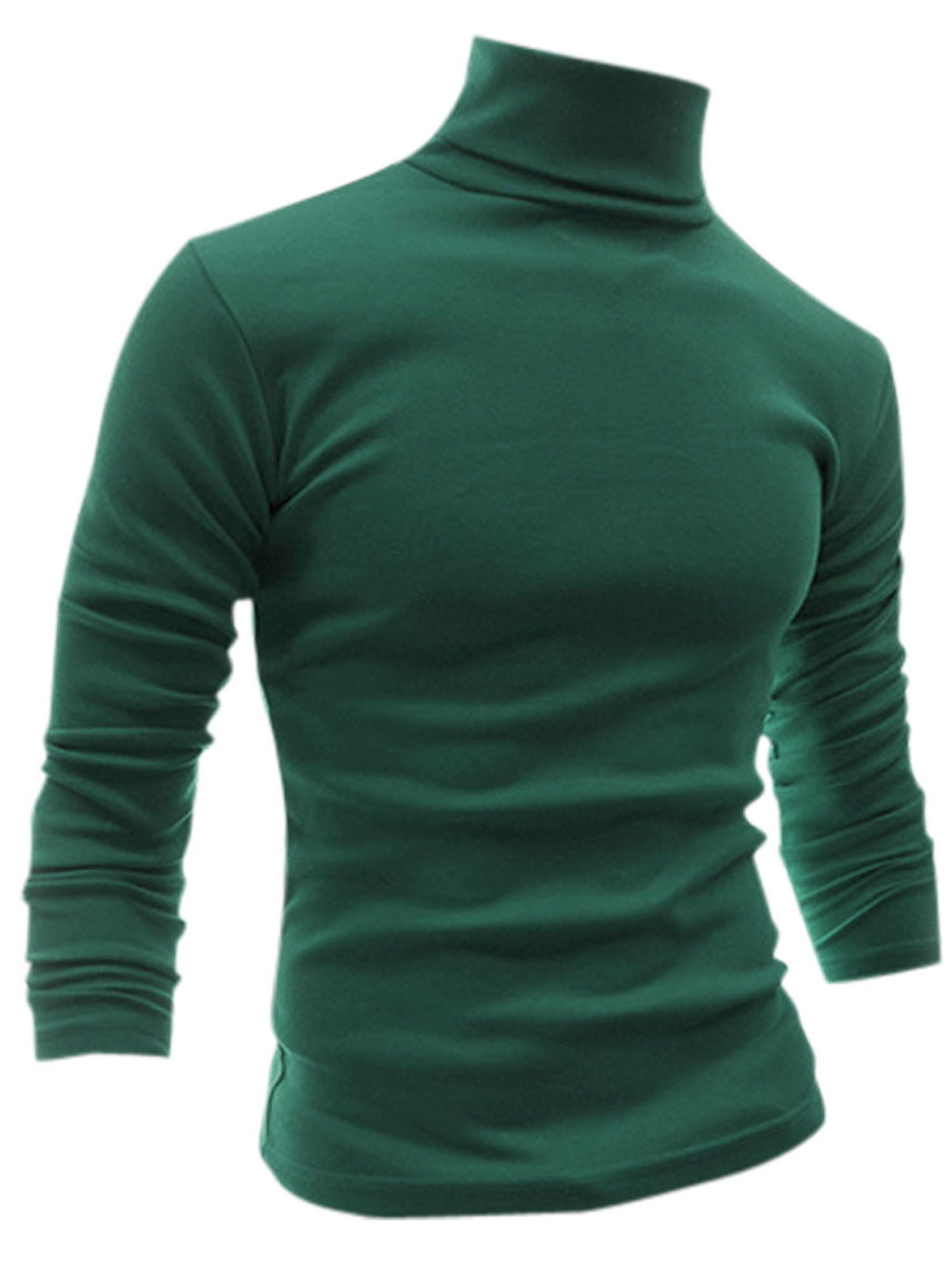 Unique Bargains Men's Pullover Lightweight Long Sleeve Top Turtleneck T-Shirt 46 Dark Green