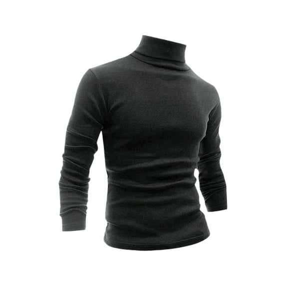 Unique Bargains Men's Pullover Lightweight Long Sleeve Top Turtleneck T-Shirt 46 Gray