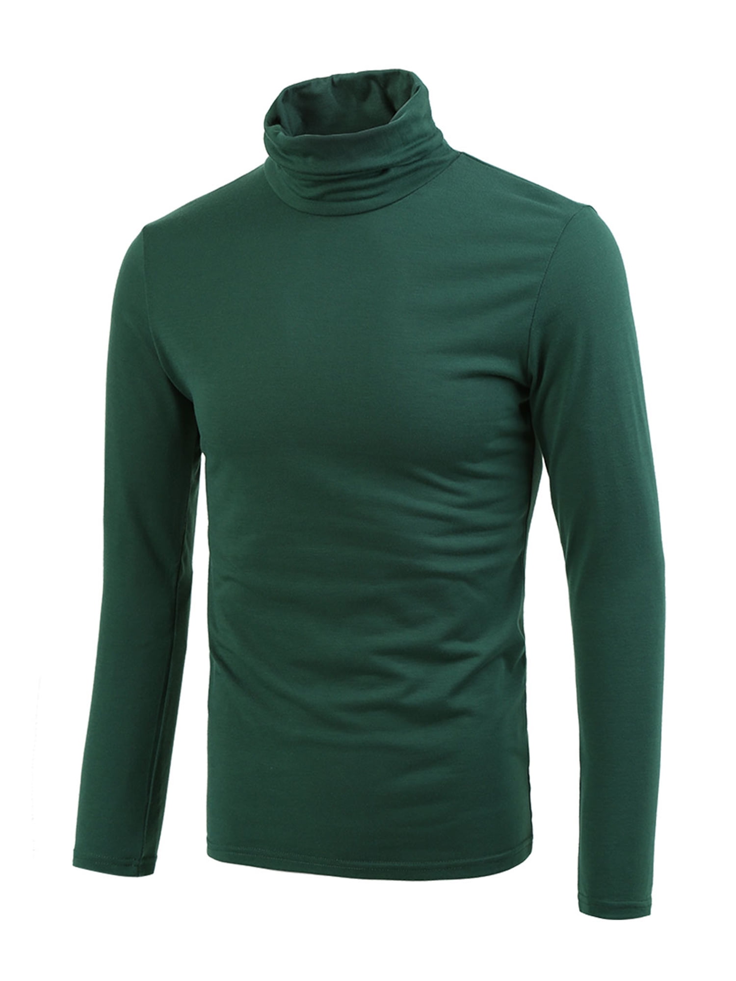 Unique Bargains Men's Pullover Lightweight Long Sleeve Top Turtleneck T-Shirt 50 Dark Green