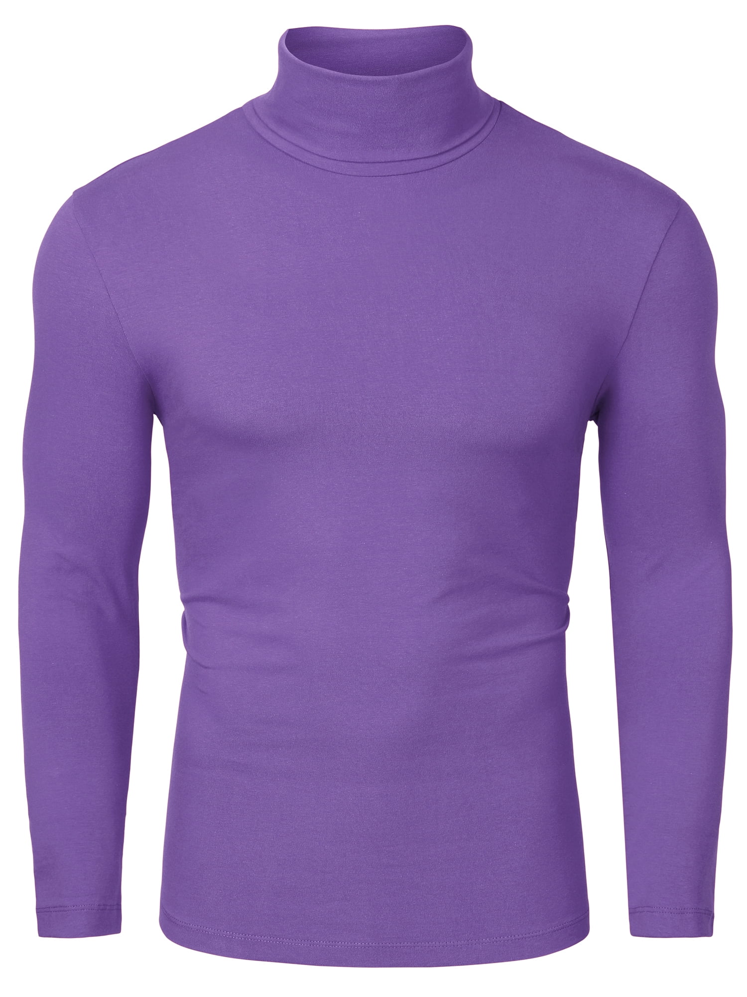 Unique Bargains Men's Pullover Lightweight Long Sleeve Top Turtleneck T-Shirt 50 Purple