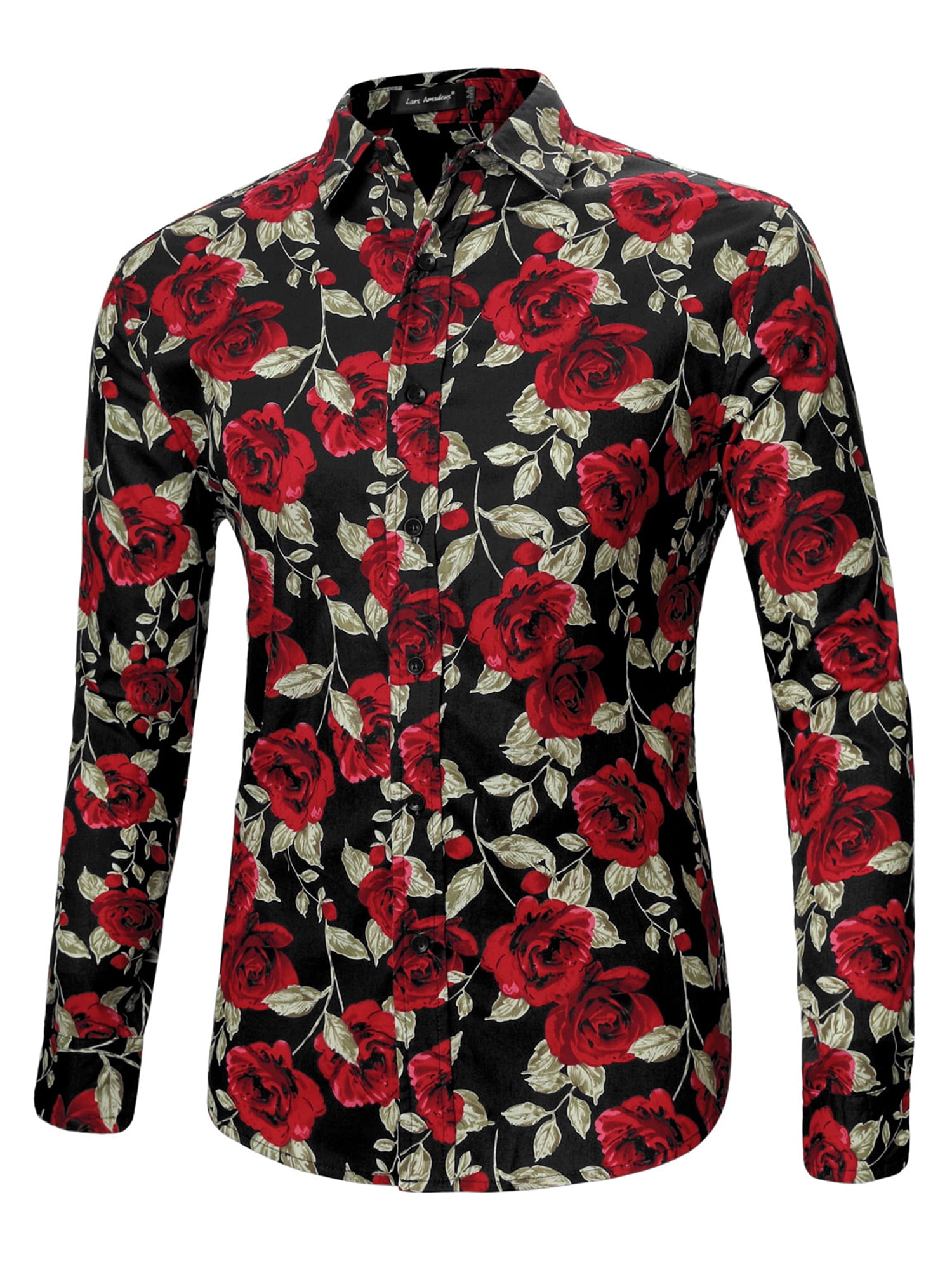 rose print button down