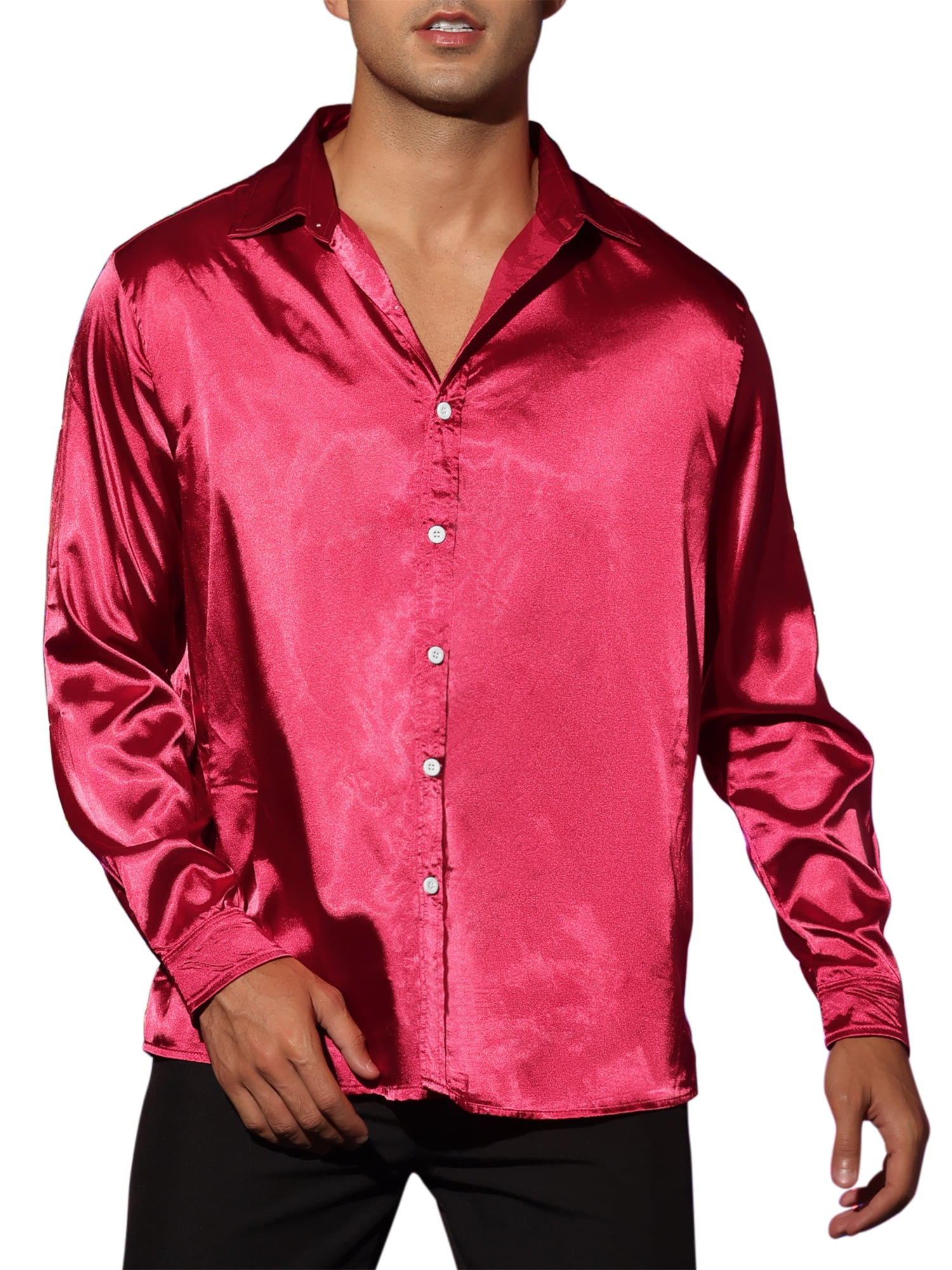 pink satin mens shirt