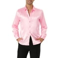 thumbnail image 1 of Unique Bargains Men's Satin V Neck Long Sleeves Button Down Prom Shirts S Pink, 1 of 6