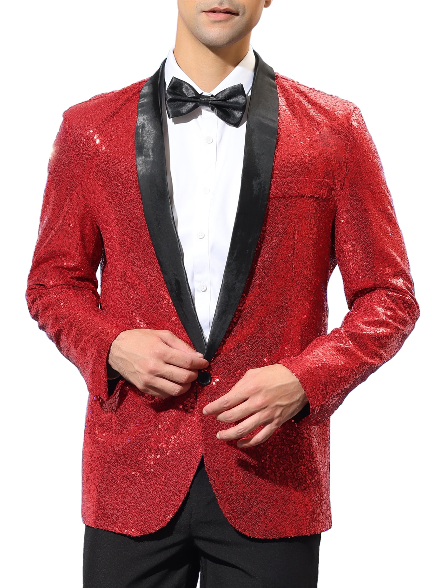 Venci Men's 1-Button Sequined Sport Coat/Blazer - Shawl Lapel, Poly-Rayon Blend (Multiple Colors & Sizes) - View #2
