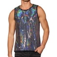 thumbnail image 1 of Unique Bargains Men's Sequin Tank Top Shiny Nightclub Metallic Sleeveless T-Shirts M Silver, 1 of 7