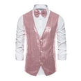 thumbnail image 1 of Unique Bargains Men's Sequin Waistcoat Sleeveless Dress Suit Vest with Bow Tie M Pink, 1 of 6